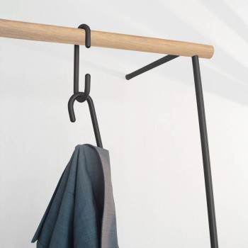 LEANON II fritstående garderobe - tøjstativ i massiv træ, bredde 100 cm