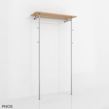 Entrégarderobe i rustfrit stål med glas- eller træhylde